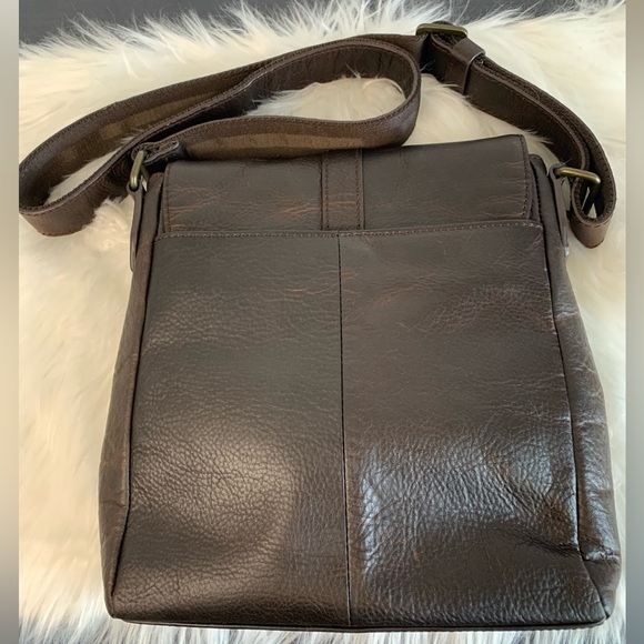 Men's Brown Leather Crossbody Bag - Picture 8 of 14